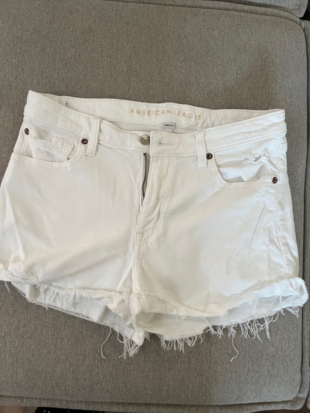 American Eagle Outfitters White Distressed Denim Cutoff Shorts